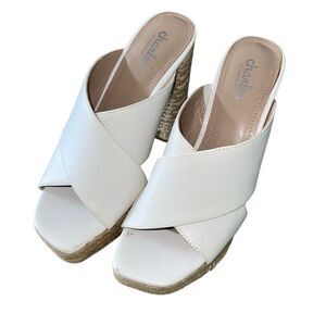Charles By Charles David Womens Index Espadrille Platform Sandals White Size 7.5